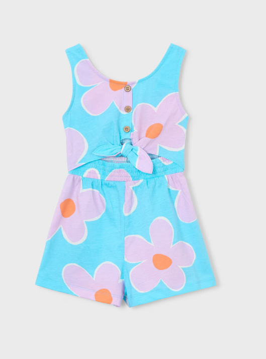 Mayoral Floral Print Short Jumpsuit Style 3889 - Lilac/Turquoise